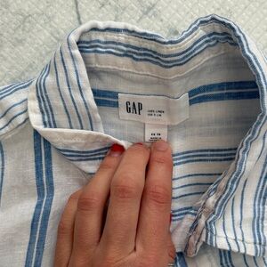 GAP White and Blue Linen Shirt